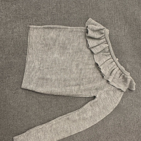 REBECCA TAYLOR One Shoulder Alpaca Wool Ruffle Knit Pullover Sweater Grey Large - Picture 7 of 7